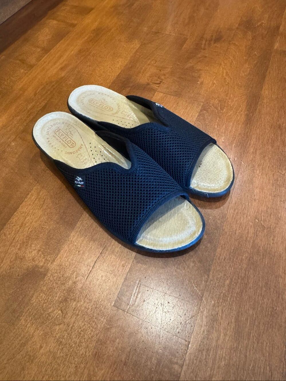Fly Flot Women’s EU 40 US 9 Black Mesh Slide Sandals Anatomic Made in Italy
